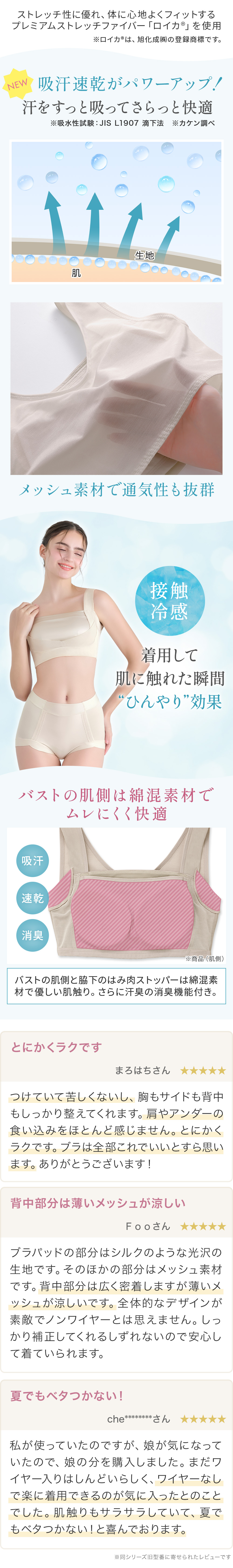 メッシュ素材で通気性もよく、接触冷感でひんやり効果。お客様の声