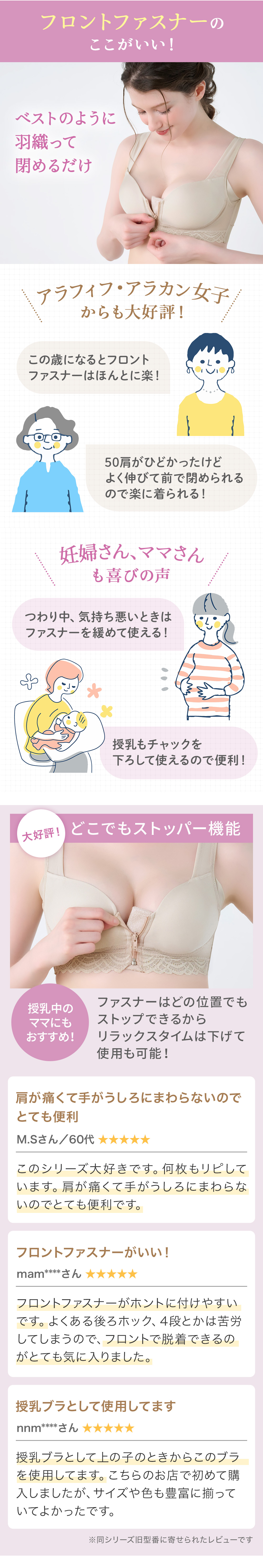 フロントファスナーのここがいい！お客様の声