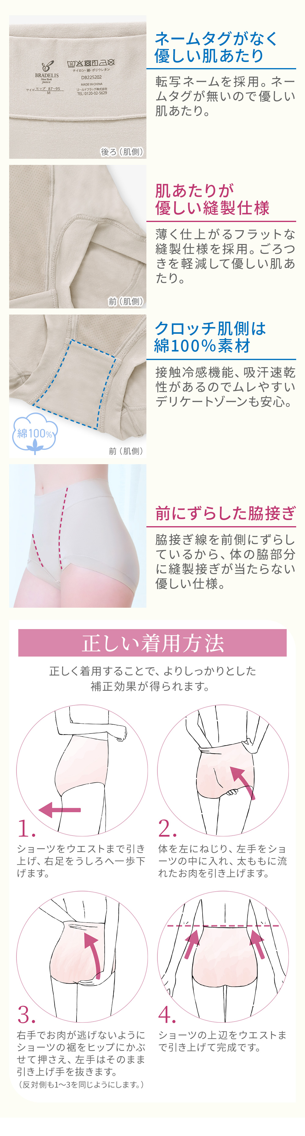 商品詳細。正しい着用方法