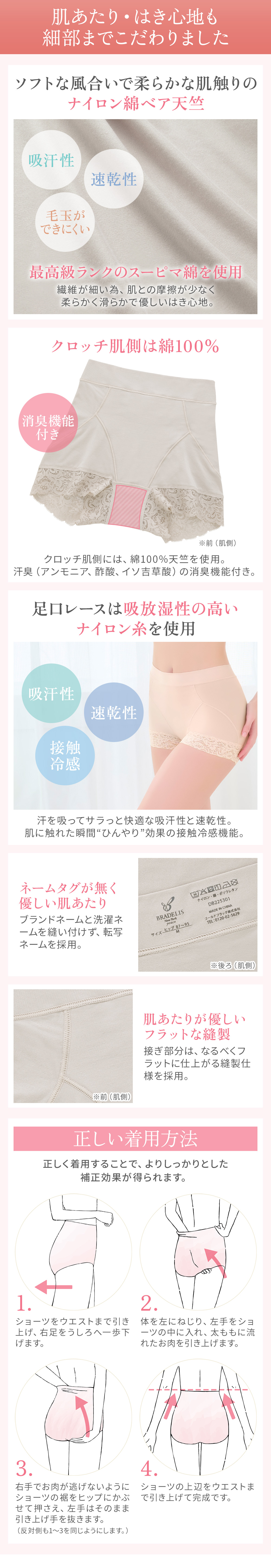 肌あたり・はき心地も細部までこだわりました。正しい着用方法