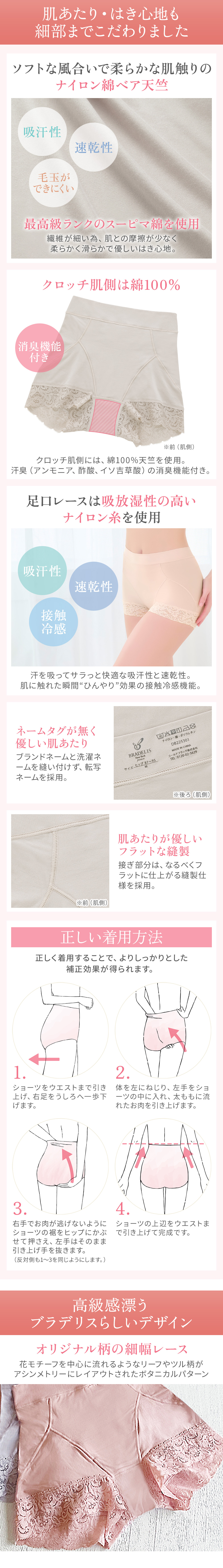 肌あたり・はき心地も細部までこだわりました。正しい着用方法