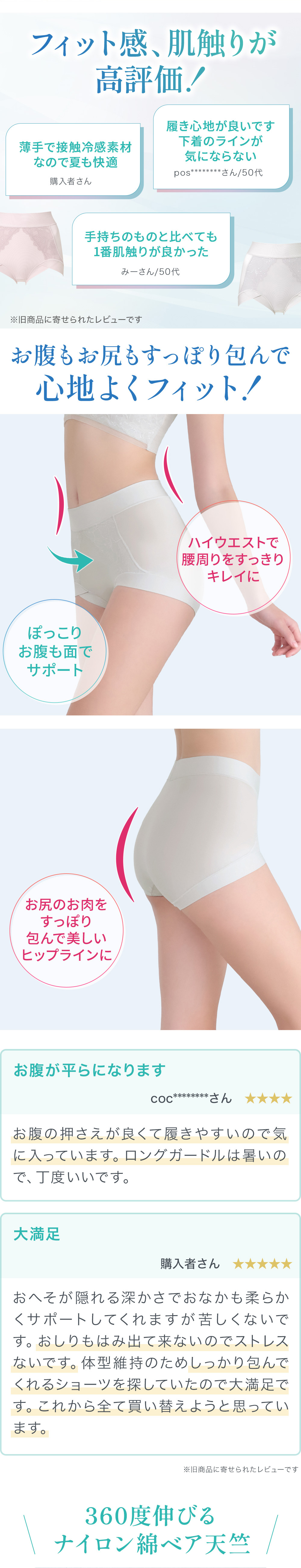 フィット感、肌触りが高評価