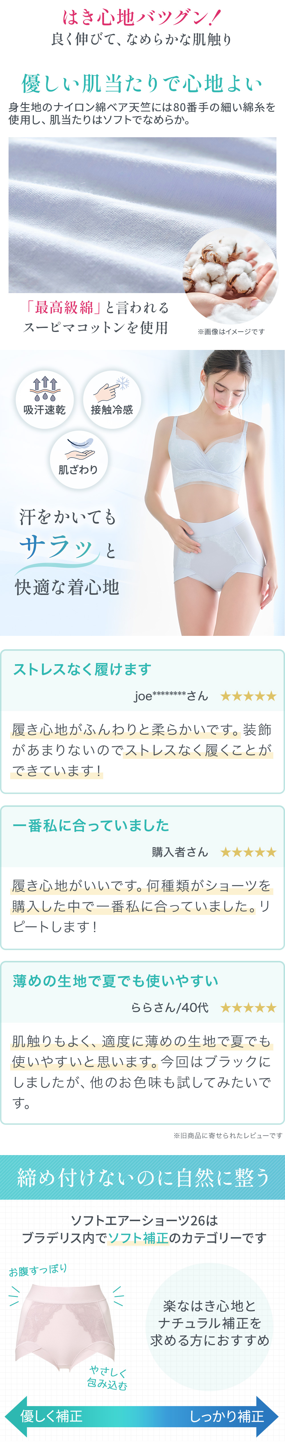 汗をかいてもサラッと快適な着心地