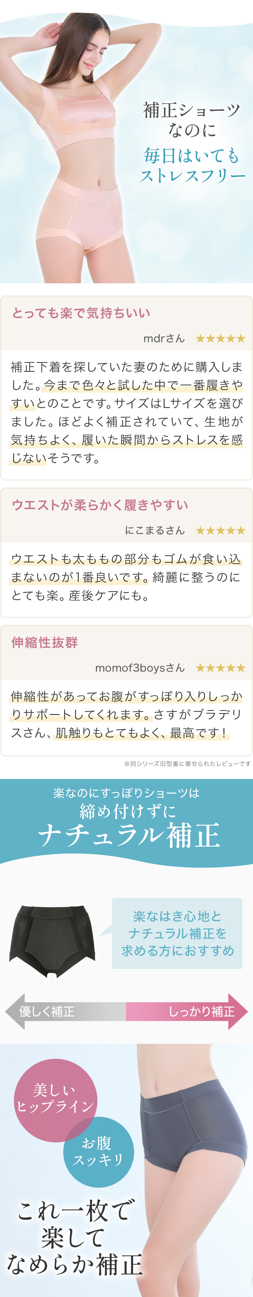 補正ショーツなのに毎日はいてもストレスフリー。お客様の声