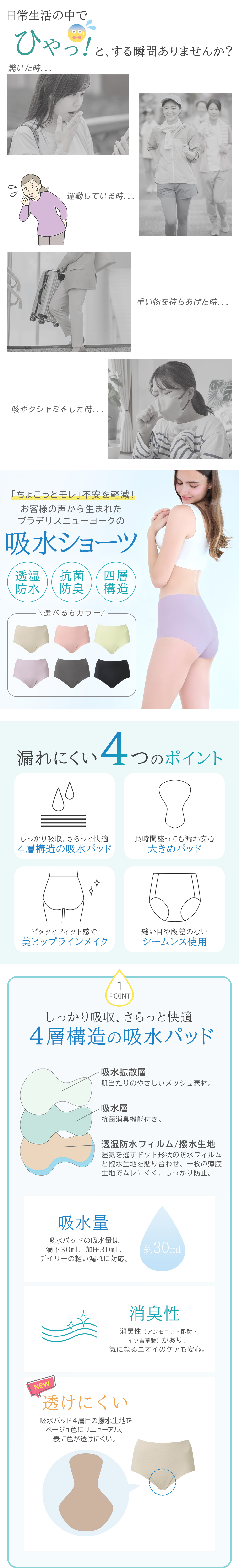 「ちょこっとモレ」不安を軽減！漏れにくいポイント1