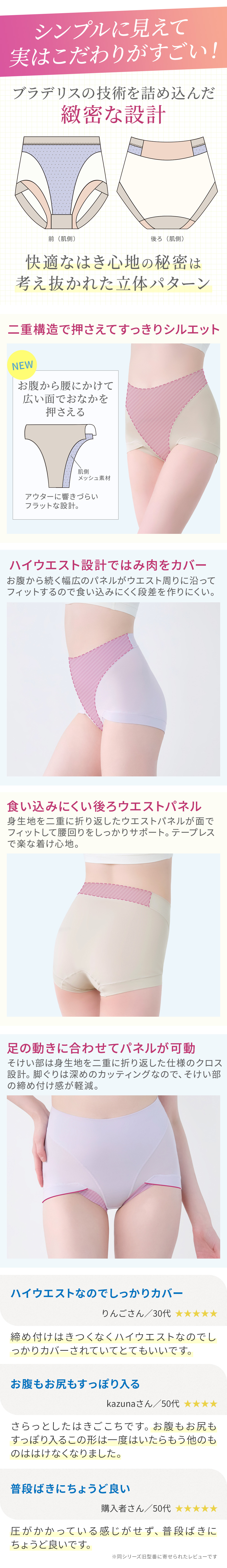 シンプルに見えて実は機能がすごい！快適なはき心地は考え抜かれた立体パターン
