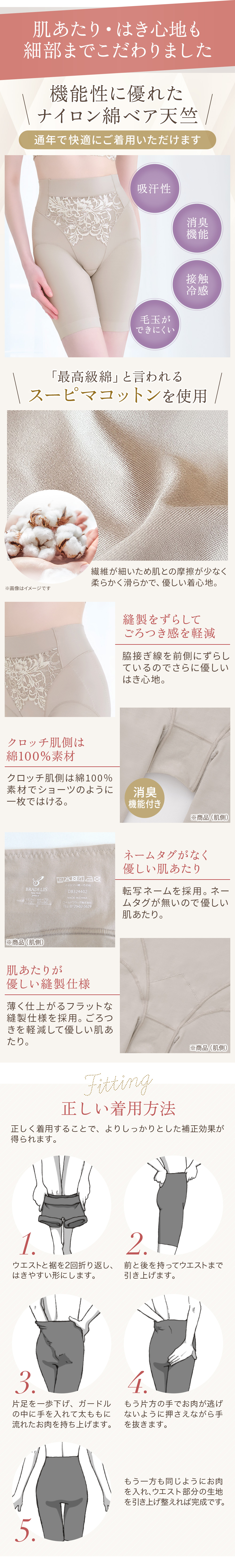 細部にまでこだわった肌あたり・はき心地。正しい着用方法