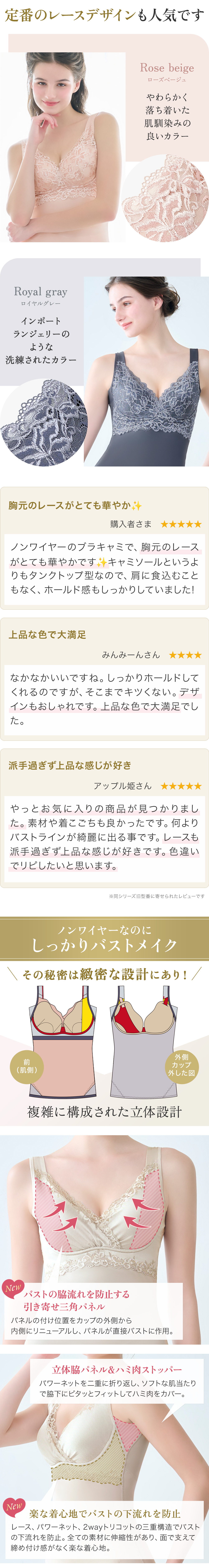 定番レースデザインも人気です。お客様の声。複雑に構成された立体設計