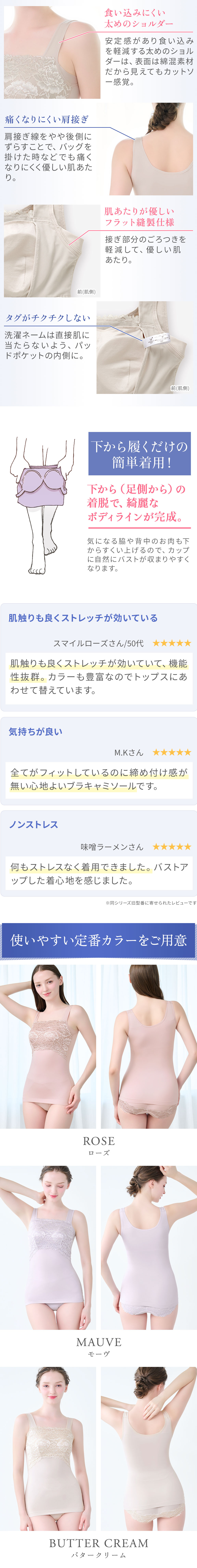 商品詳細。着用方法。カラーバリエーション