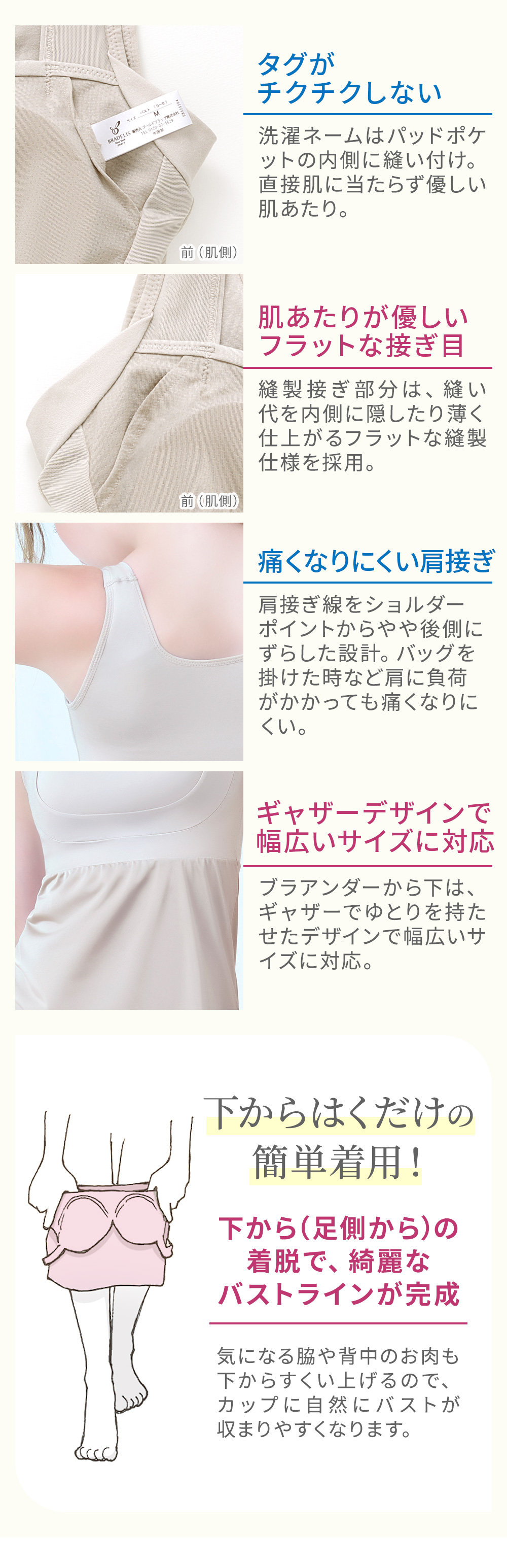 商品詳細。下から履くだけの簡単着用