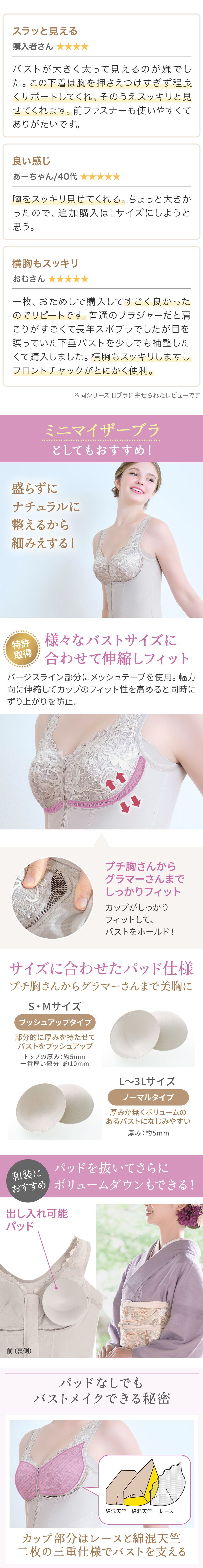 お客様の声。パッドを抜いてさらにボリュームダウンもできる！