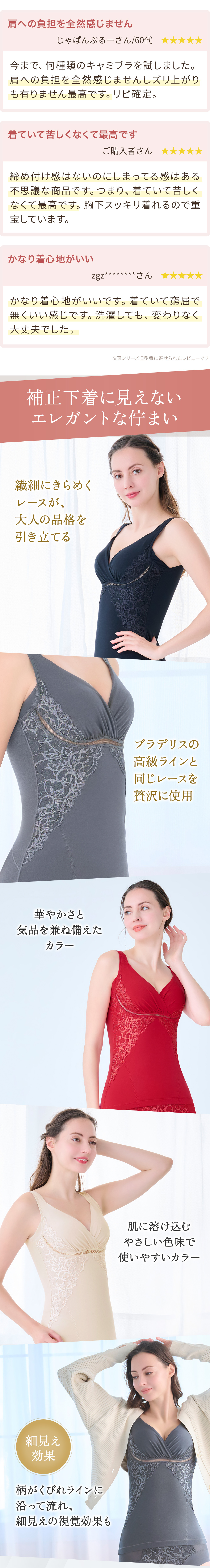 お客様の声。補正下着に見えないエレガントな佇まい