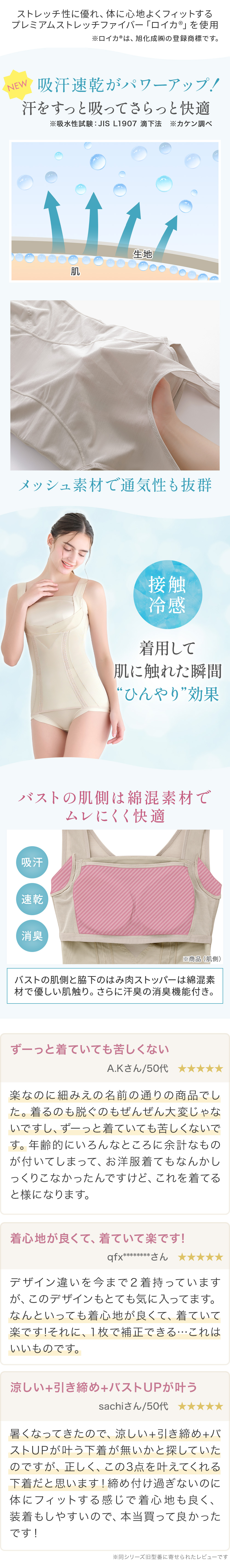 メッシュ素材で通気性もよく接触冷感でひんやり効果。お客様の声