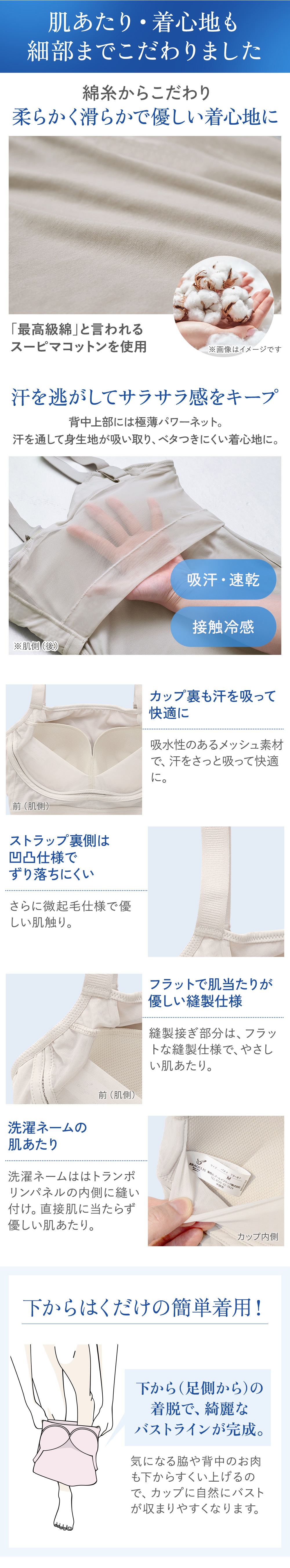 細部までこだわりました。下からはくだけの簡単着用