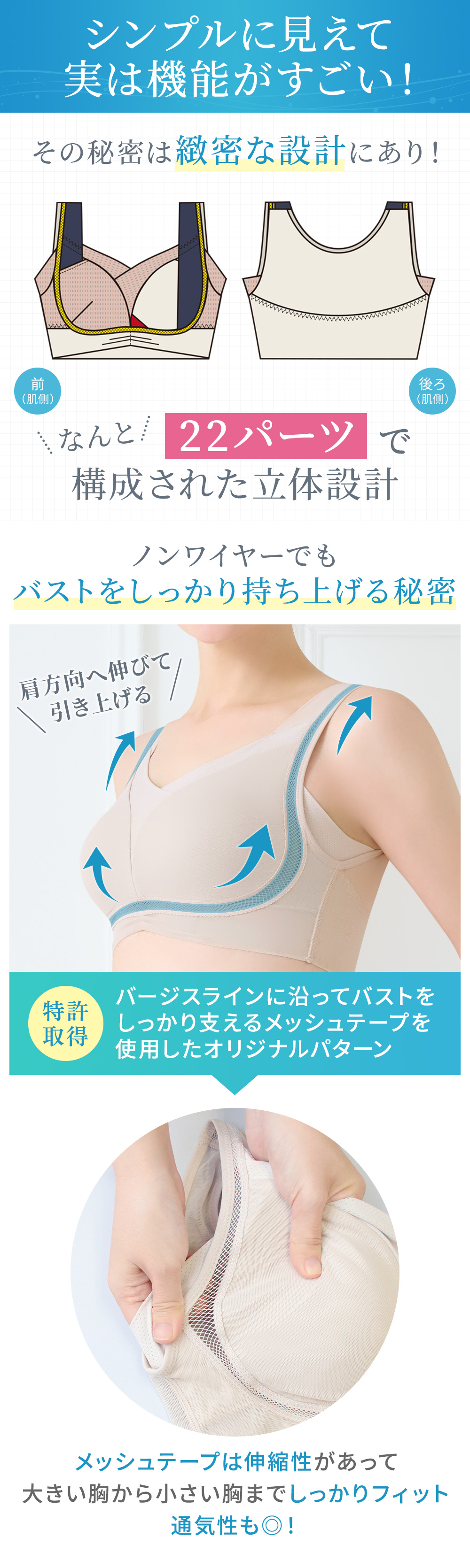 22パーツで構成された立体設計