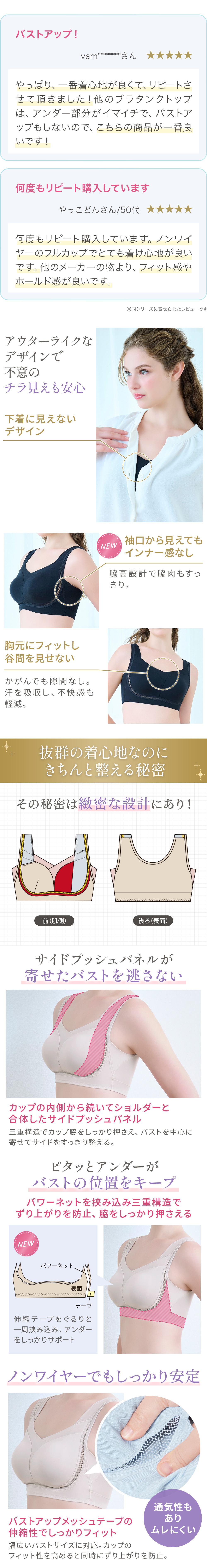 お客様の声。アウターライクなデザインでチラ見えが気になる季節も安心