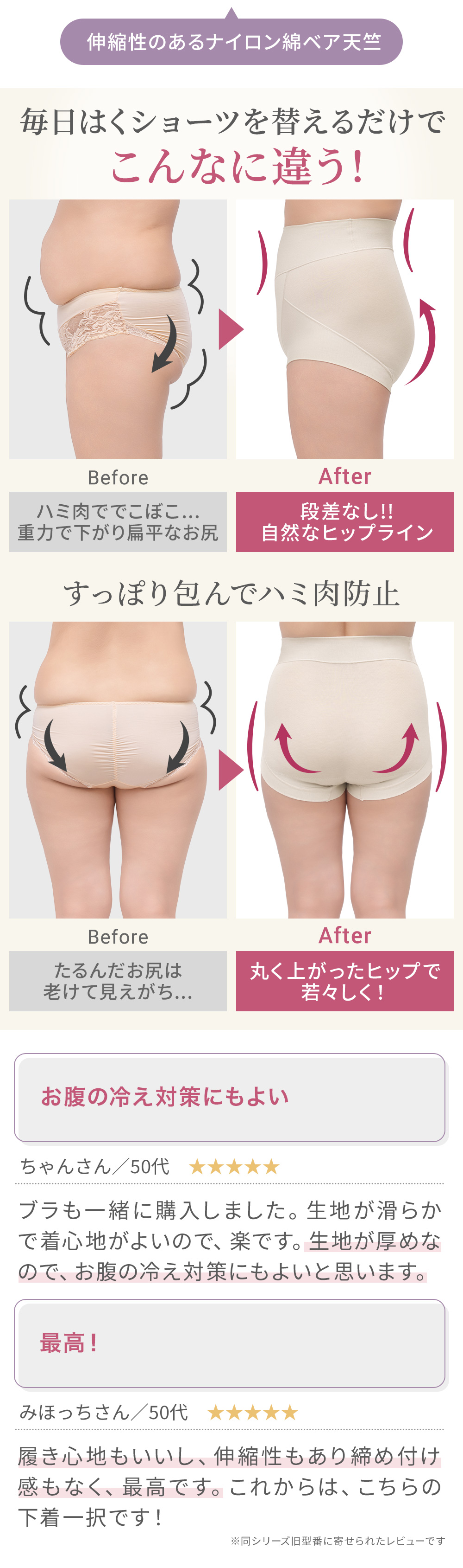 毎日はくショーツを替えるだけでこんなに違う！ビフォーアフター。お客様の声