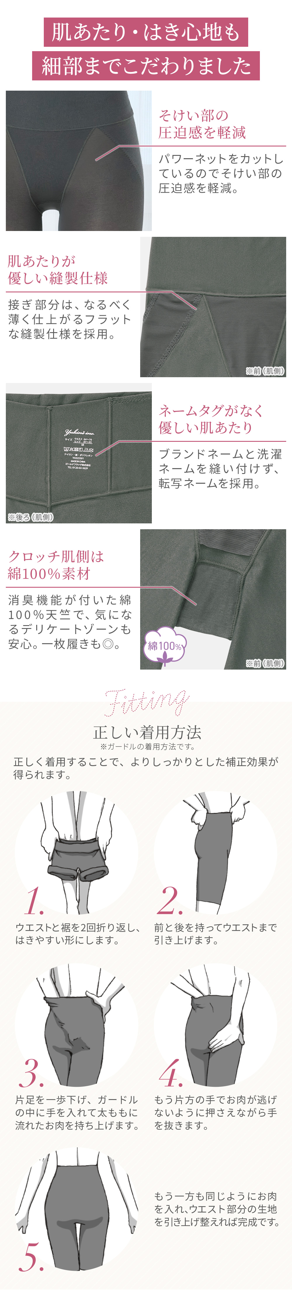 肌あたり・はき心地も細部までこだわりました。正しい着用方法