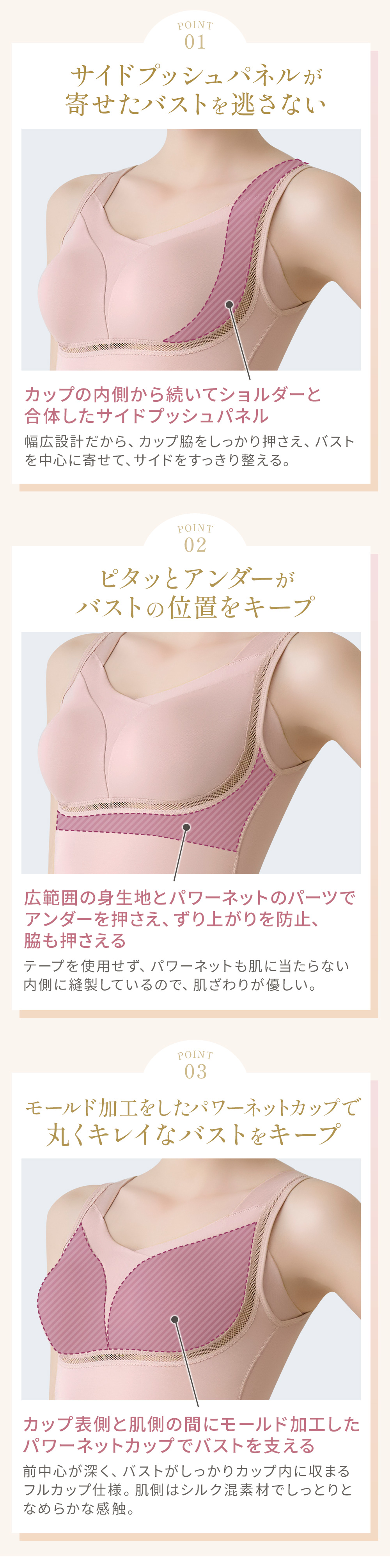 プチ胸さんからグラマーさんまでぴったりフィット＆ホールドするポイント