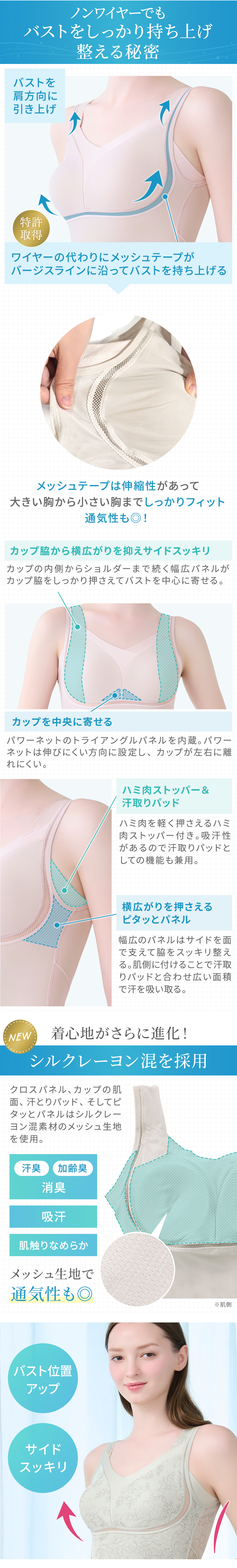 ノンワイヤーでもバストをしっかり持ち上げる秘密