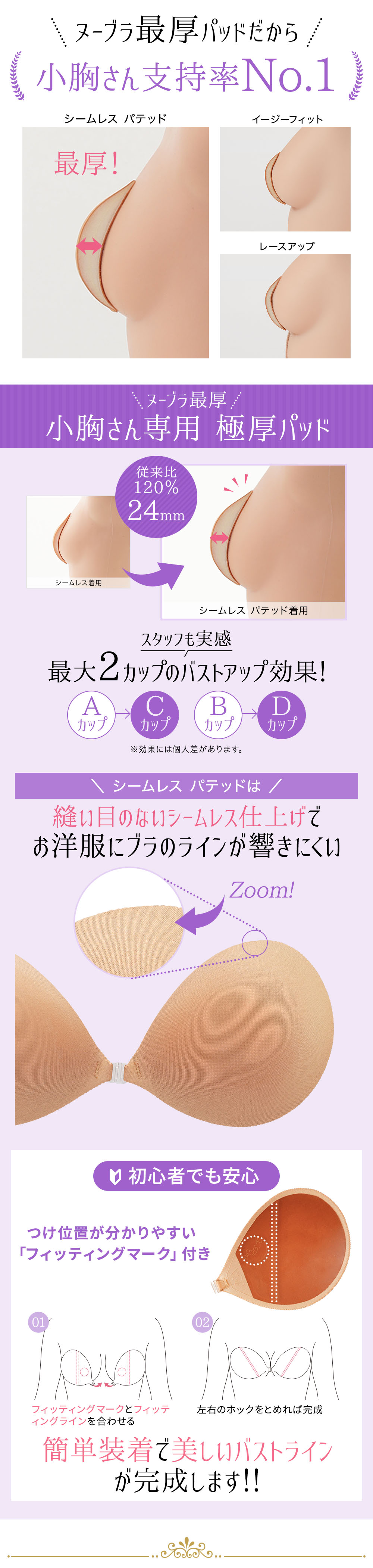 シームレスパテッドの特徴