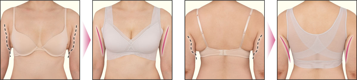 補正ブラの着用前と着用後の比較