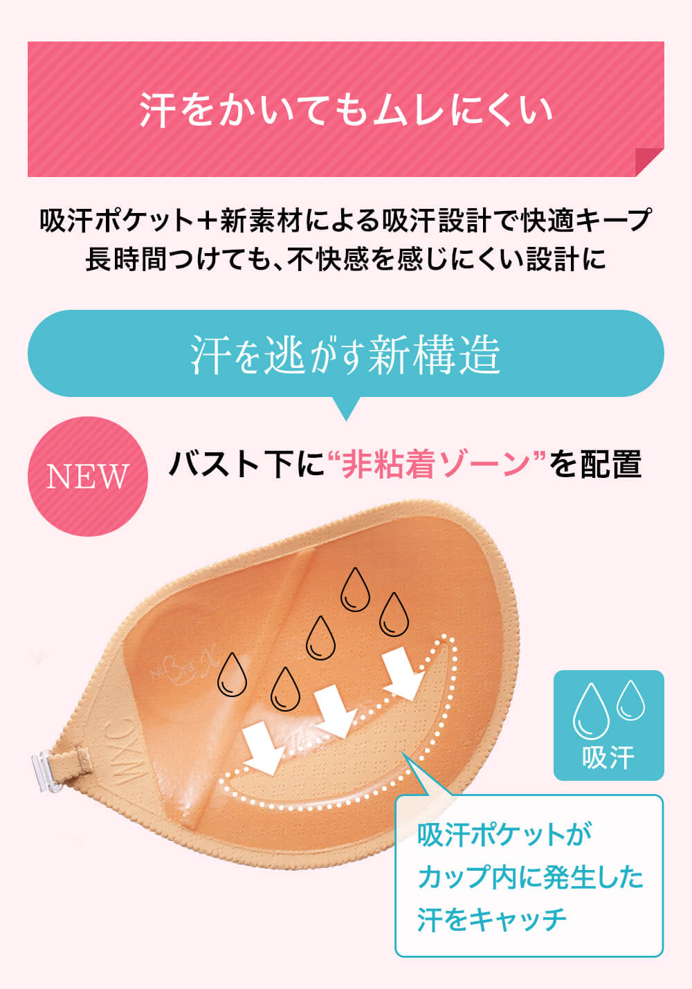 汗をかいてもムレにくい