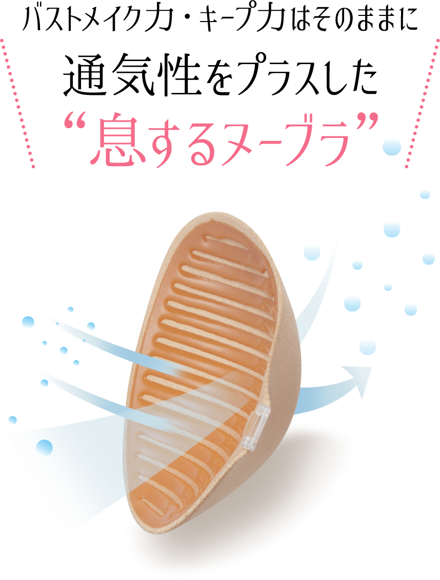 バストメイク力・キープ力はそのままに通気性をプラスした息するヌーブラ