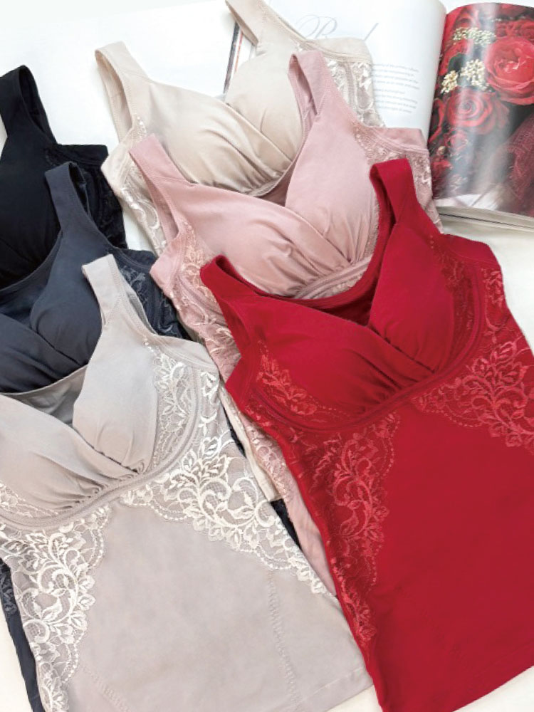 綿混キャッチャーカップレースブラキャミ25