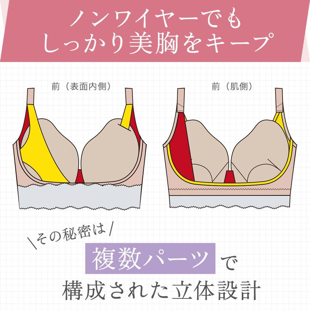 ノンワイヤーでもしっかり美胸をキープ