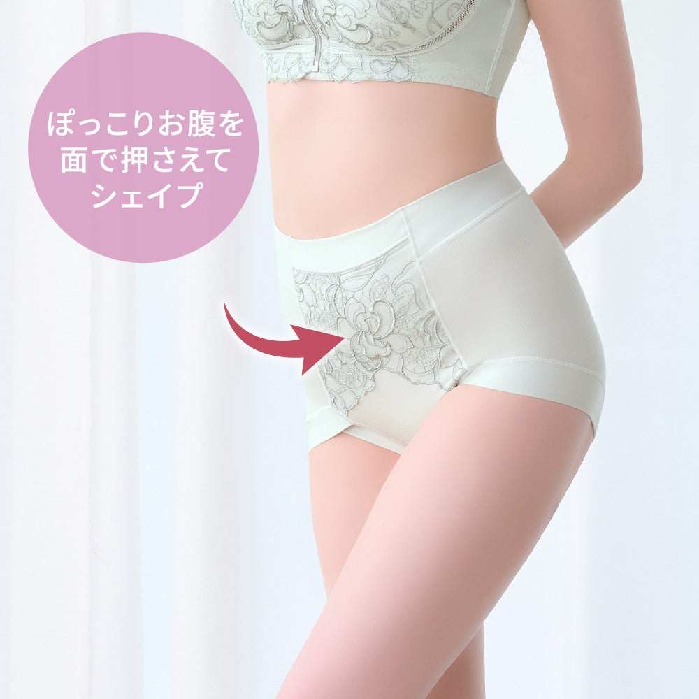 ぽっこりお腹を面で押さえてシェイプ